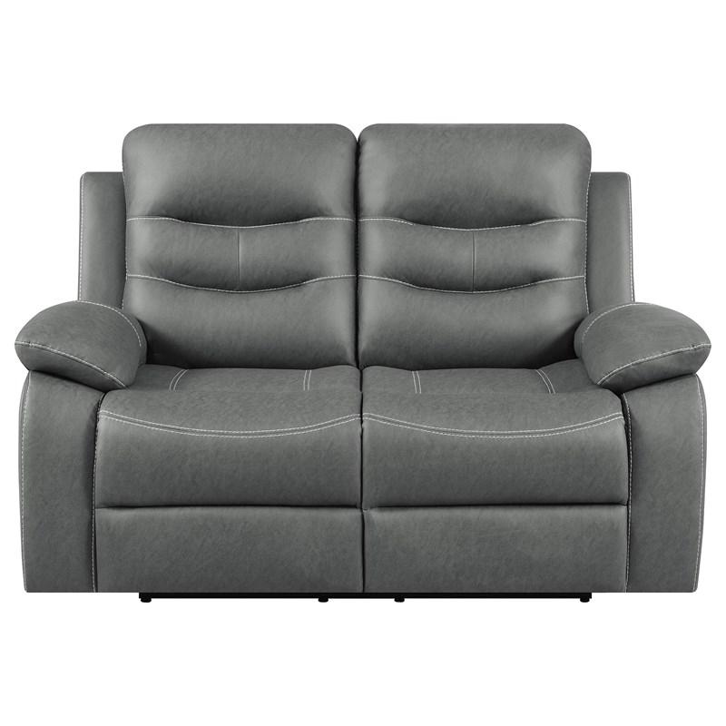 Large Picture of Coaster Furniture Nova 602532 Upholstered Padded Arm Reclining Loveseat - Dark Grey