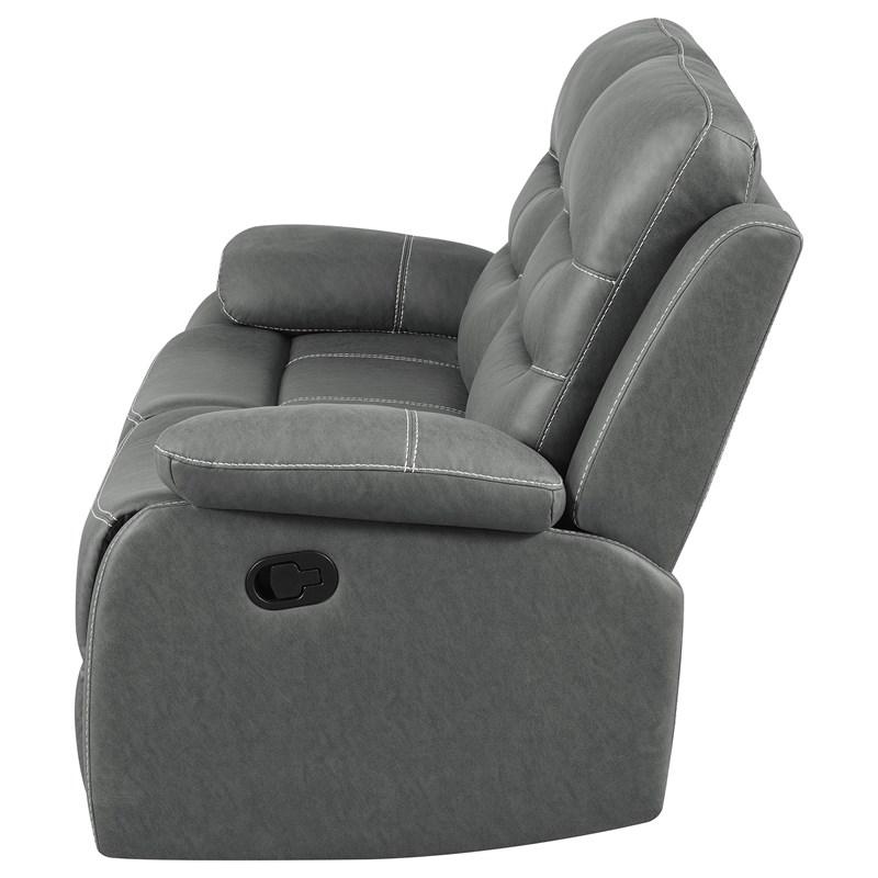 Large Picture of Coaster Furniture Nova 602532 Upholstered Padded Arm Reclining Loveseat - Dark Grey