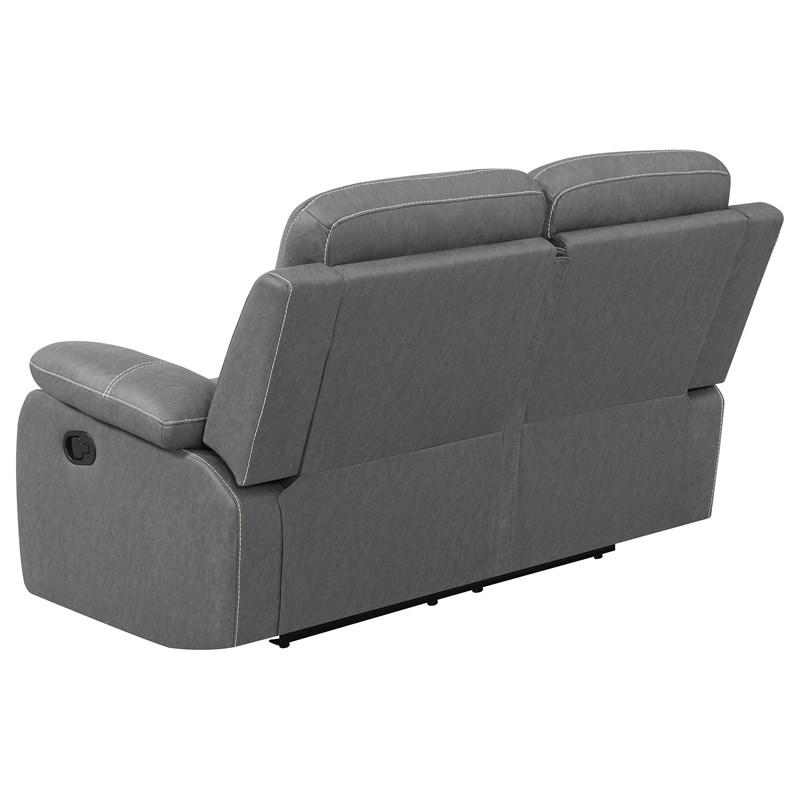 Large Picture of Coaster Furniture Nova 602532 Upholstered Padded Arm Reclining Loveseat - Dark Grey