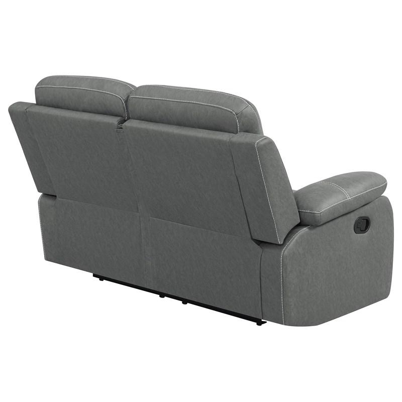 Large Picture of Coaster Furniture Nova 602532 Upholstered Padded Arm Reclining Loveseat - Dark Grey