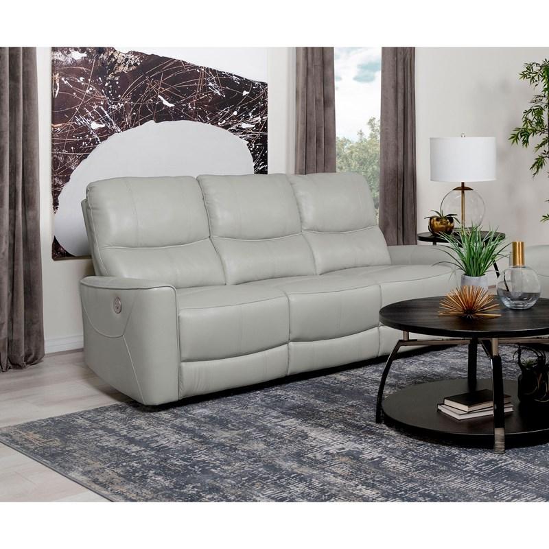 Large Picture of Coaster Furniture Greenfield 610261P Upholstered Power Reclining Sofa - Dove Grey
