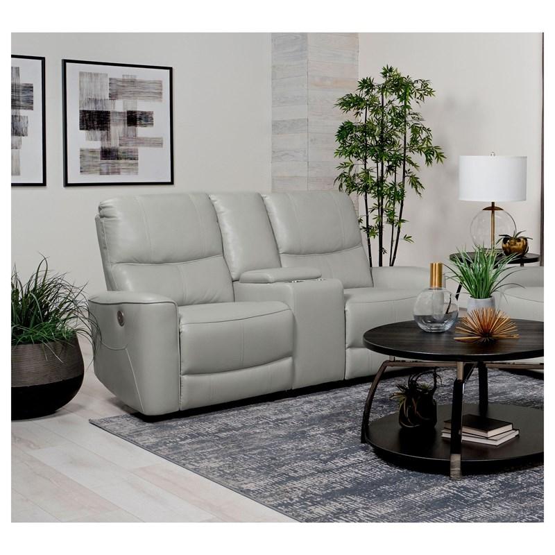 Large Picture of Coaster Furniture Greenfield 610262P Upholstered Power Reclining Loveseat - Dove Grey