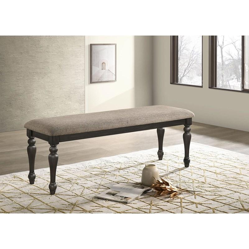 Large Picture of Coaster Furniture Bridget 108223 Fabric Upholstered Dining Bench - Stone and Charcoal