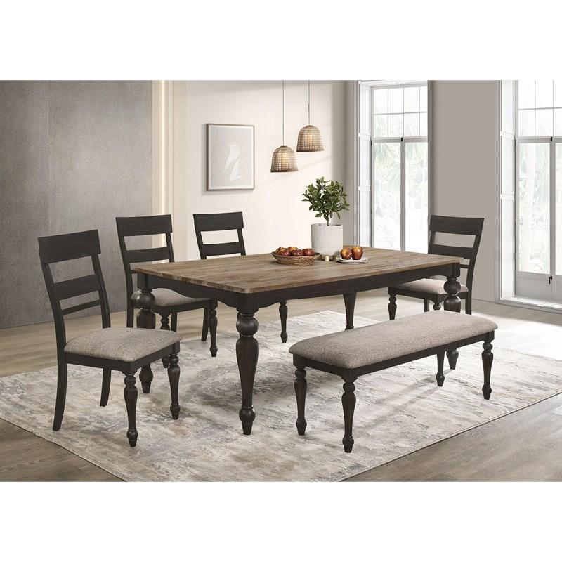Large Picture of Coaster Furniture Bridget 108223 Fabric Upholstered Dining Bench - Stone and Charcoal
