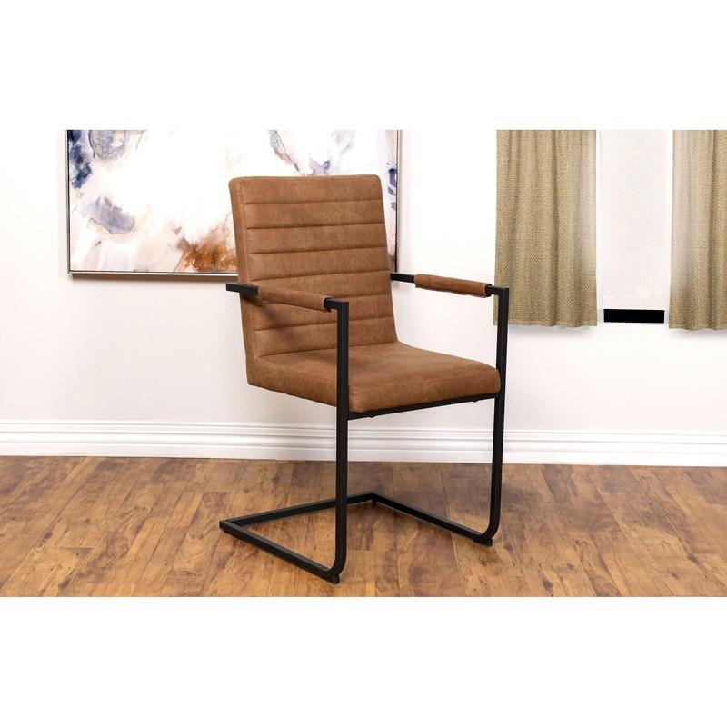 Large Picture of Coaster Furniture Nate 123153 Upholstered Dining Arm Chair - Antique Brown (Set of 2)