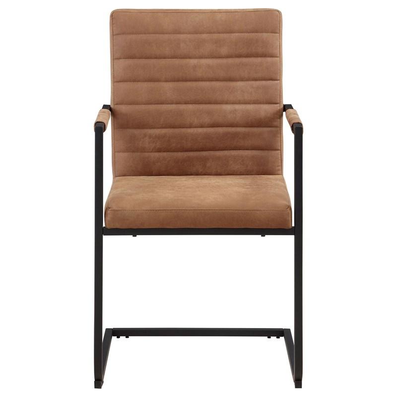 Large Picture of Coaster Furniture Nate 123153 Upholstered Dining Arm Chair - Antique Brown (Set of 2)