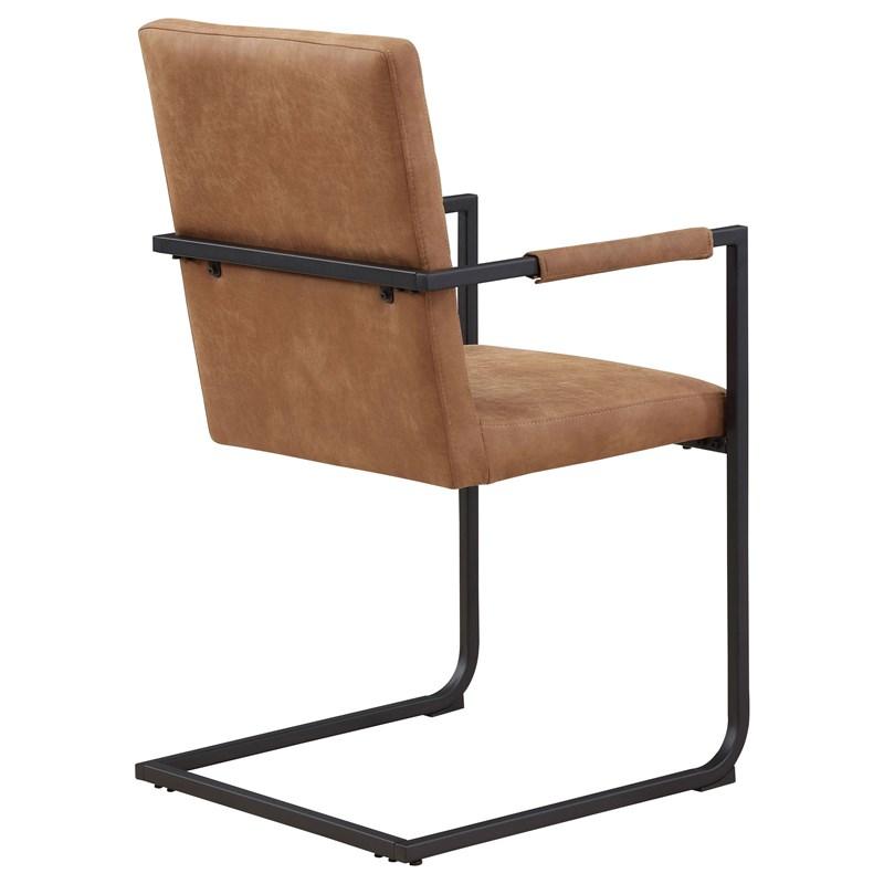 Large Picture of Coaster Furniture Nate 123153 Upholstered Dining Arm Chair - Antique Brown (Set of 2)