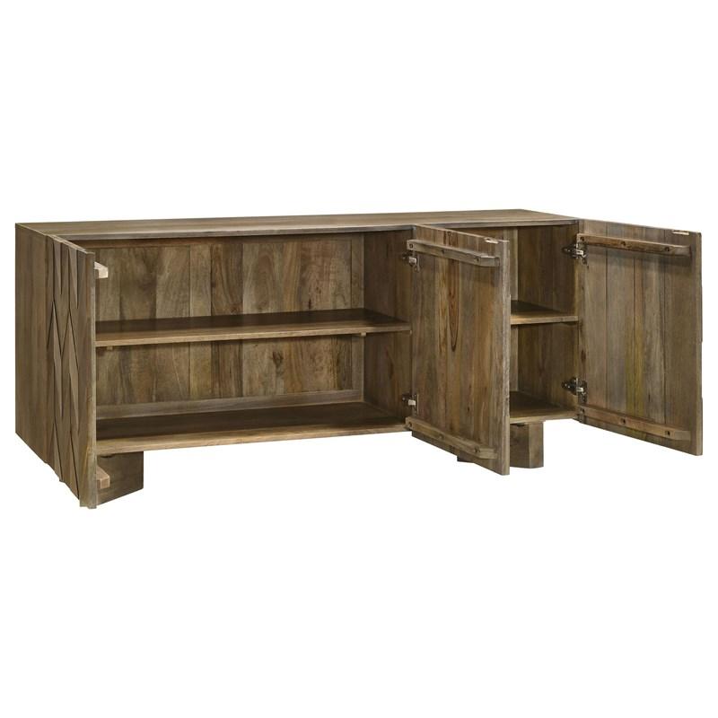 Large Picture of Coaster Furniture Tyler 130515 3-door Solid Wood Sideboard Buffet Cabinet - Mango Brown