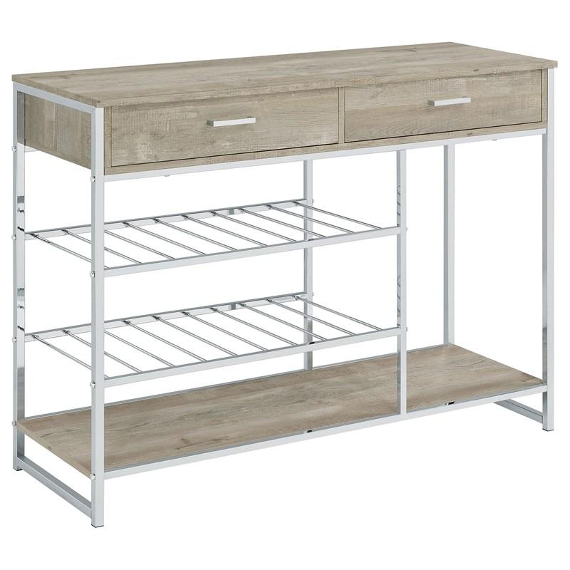 Coaster Furniture Melrose 182275 2-Drawer Home Bar Storage with Wine Rack - Grey