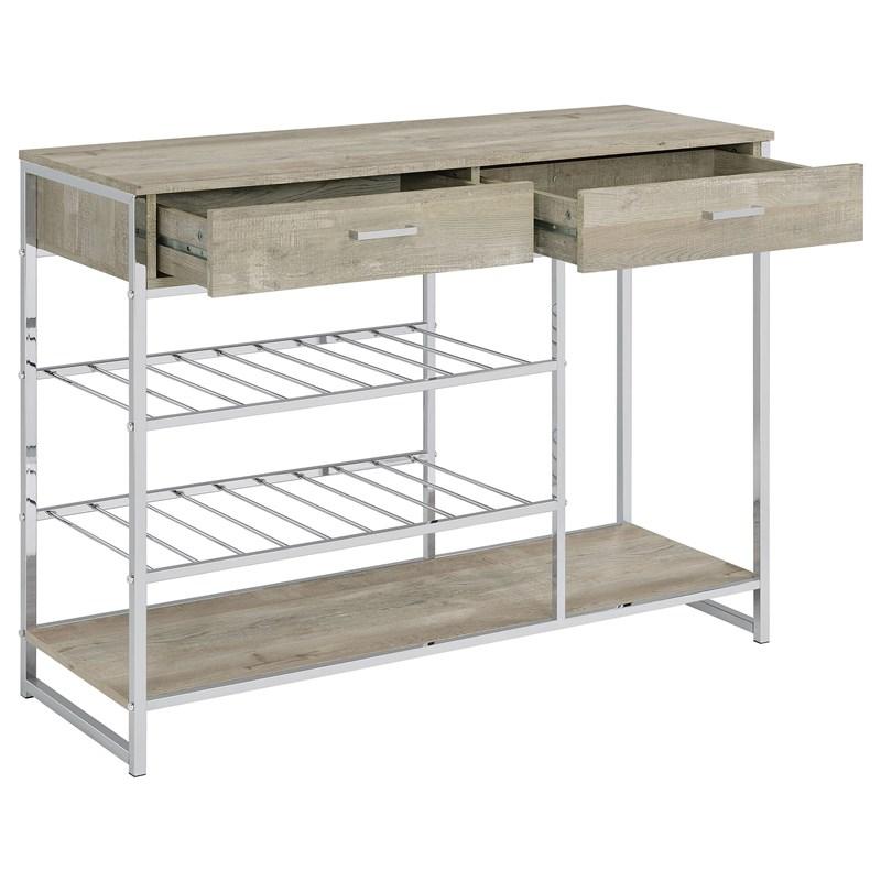 Large Picture of Coaster Furniture Melrose 182275 2-Drawer Home Bar Storage with Wine Rack - Grey