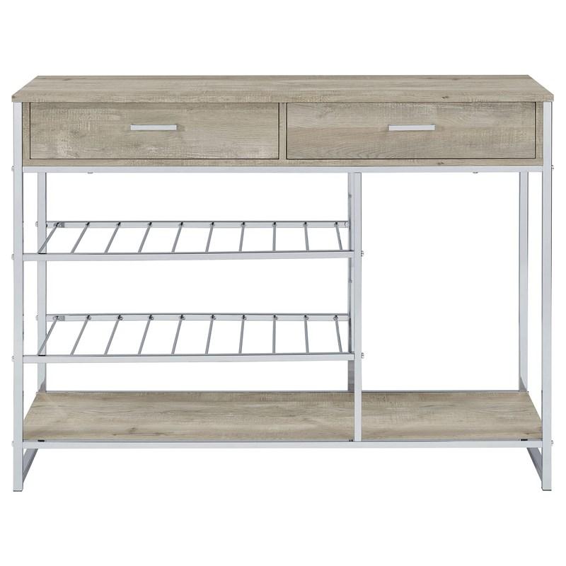 Large Picture of Coaster Furniture Melrose 182275 2-Drawer Home Bar Storage with Wine Rack - Grey