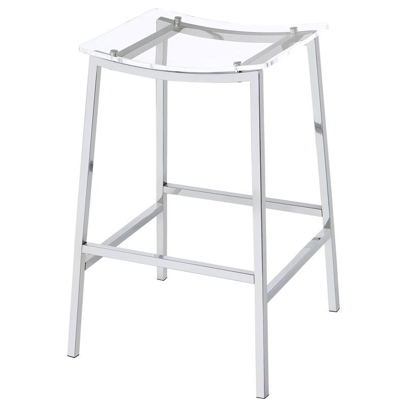 Large Picture of Coaster Furniture Jovani 182359 Acrylic Backless Bar Stool - Chrome