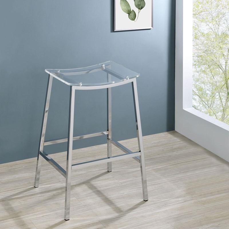 Large Picture of Coaster Furniture Jovani 182359 Acrylic Backless Bar Stool - Chrome
