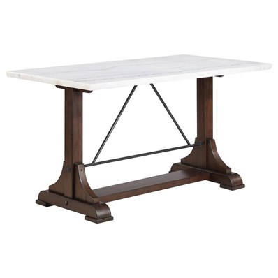 Coaster Furniture Aldrich 182438 66-inch Marble Top Counter Height Dining Table - White