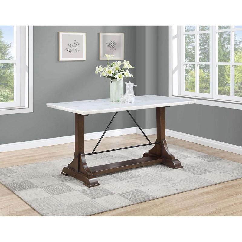 Large Picture of Coaster Furniture Aldrich 182438 66-inch Marble Top Counter Height Dining Table - White