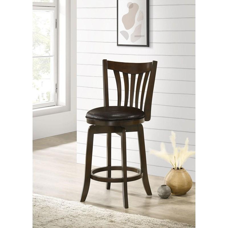 Large Picture of Coaster Furniture Lambert 182508 Wood Counter Height Swivel Bar Chair - Dark Cherry
