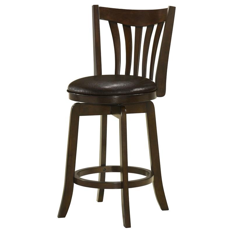 Large Picture of Coaster Furniture Lambert 182508 Wood Counter Height Swivel Bar Chair - Dark Cherry
