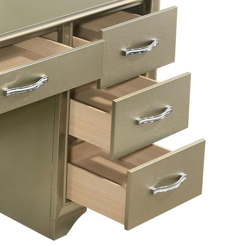Large Picture of Coaster Furniture Beaumont 205297 7-Drawer Vanity Desk With Lighting Mirror - Champagne