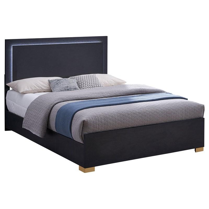 Large Picture of Coaster Furniture Marceline 222831F Wood Full LED Panel Bed - Black