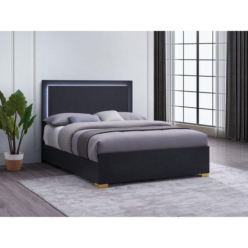 Large Picture of Coaster Furniture Marceline 222831Q Wood Queen LED Panel Bed - Black