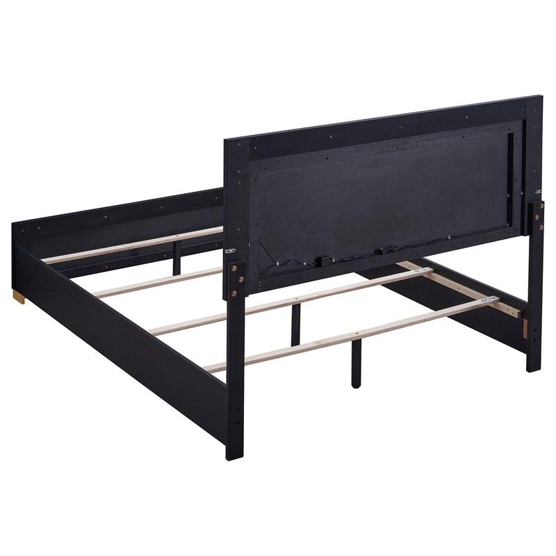 Large Picture of Coaster Furniture Marceline 222831Q Wood Queen LED Panel Bed - Black