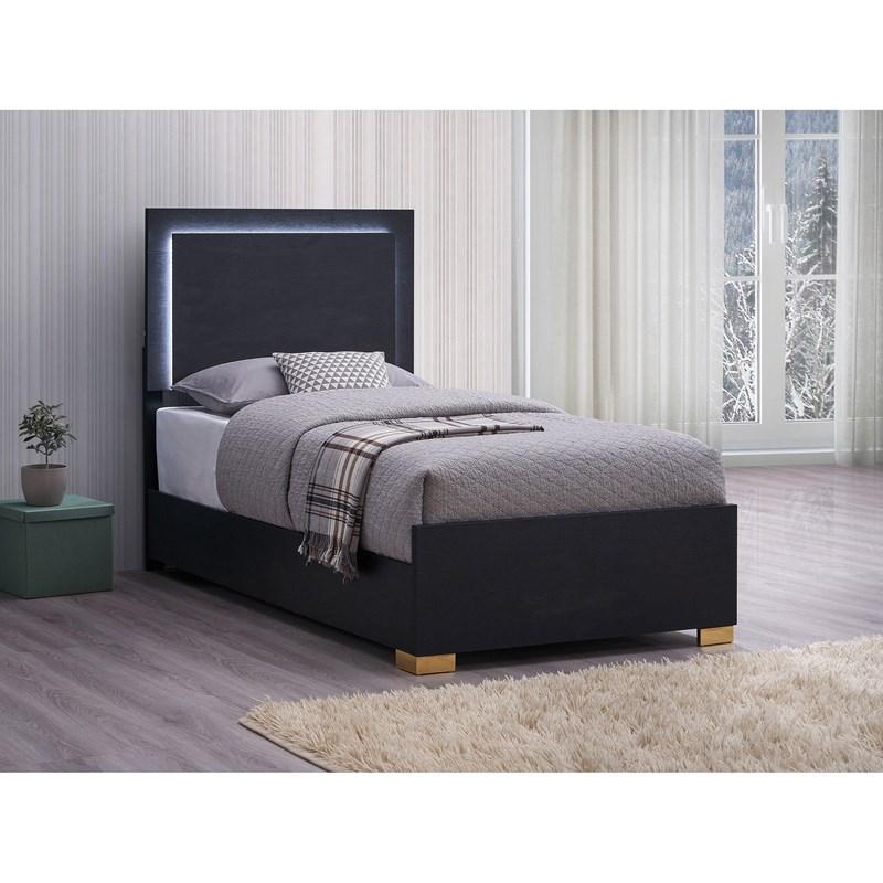 Large Picture of Coaster Furniture Marceline 222831T Wood Twin LED Panel Bed - Black