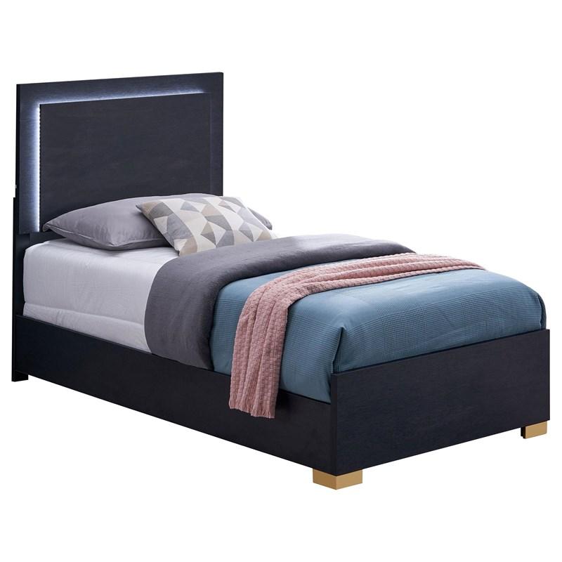 Large Picture of Coaster Furniture Marceline 222831T Wood Twin LED Panel Bed - Black