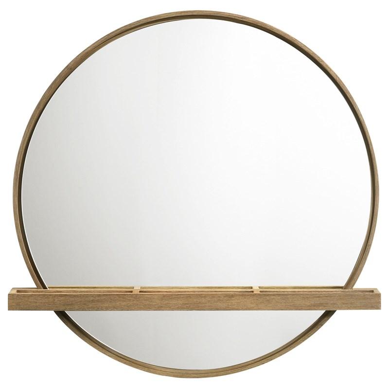 Large Picture of Coaster Furniture Arini 224308 Round Vanity Wall Mirror with Shelf - Sand Wash