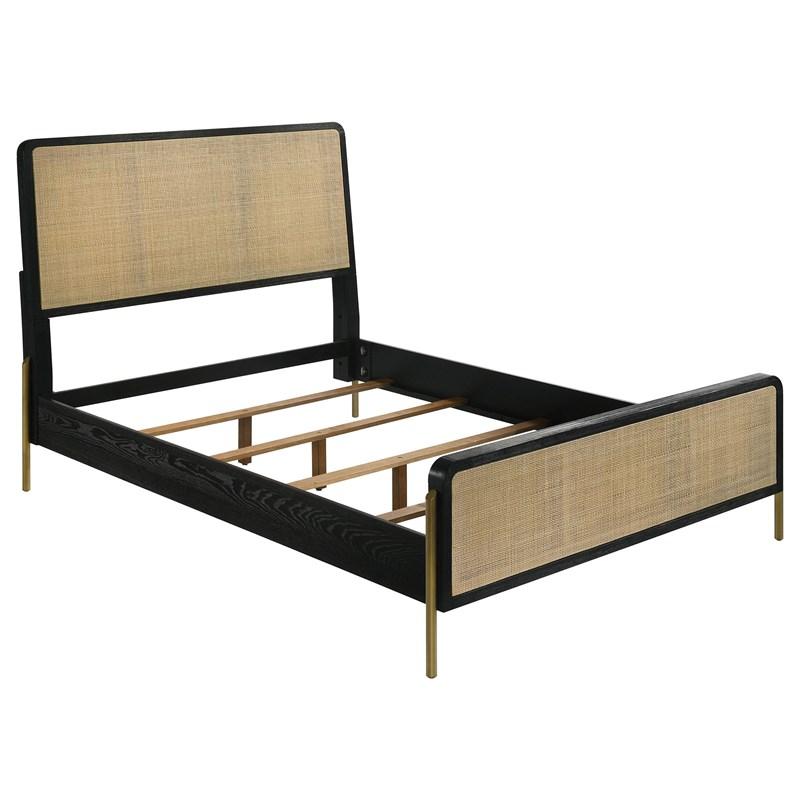 Coaster Furniture Arini 224330KE Rattan Eastern King Panel Bed - Black and Natural