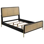 Coaster Furniture Arini 224330Q Rattan Queen Panel Bed - Black and Natural