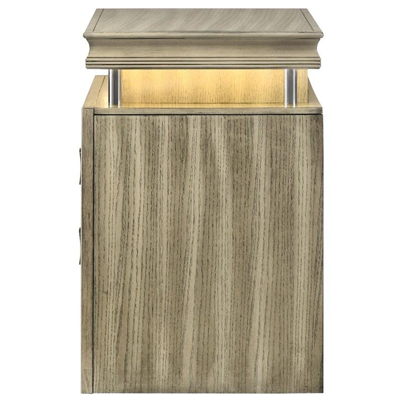 Large Picture of Coaster Furniture Giselle 224392 3-Drawer Nightstand Bedside Table with LED - Rustic Beige
