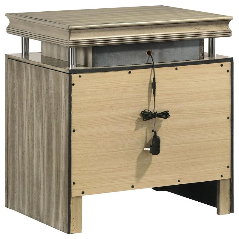 Large Picture of Coaster Furniture Giselle 224392 3-Drawer Nightstand Bedside Table with LED - Rustic Beige