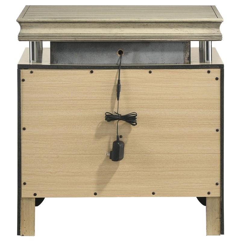 Large Picture of Coaster Furniture Giselle 224392 3-Drawer Nightstand Bedside Table with LED - Rustic Beige