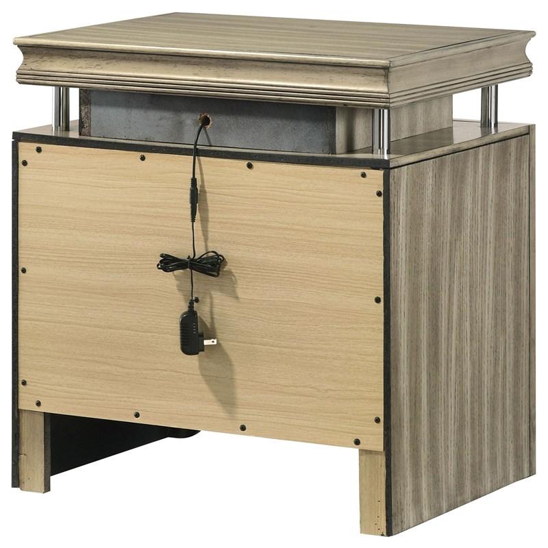 Large Picture of Coaster Furniture Giselle 224392 3-Drawer Nightstand Bedside Table with LED - Rustic Beige
