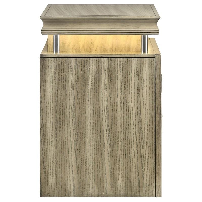 Large Picture of Coaster Furniture Giselle 224392 3-Drawer Nightstand Bedside Table with LED - Rustic Beige