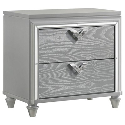 Coaster Furniture Veronica 224722 2-Drawer Nightstand Bedside Table - Light Silver