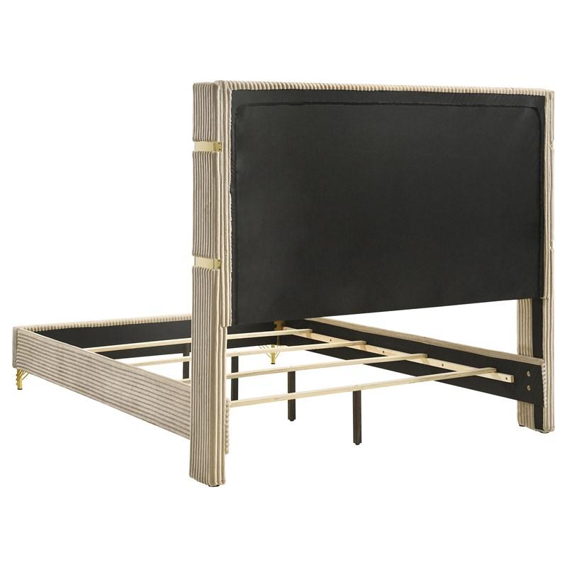 Large Picture of Coaster Furniture Lucia 224731Q 61-inch Upholstered Queen Wingback Bed - Beige