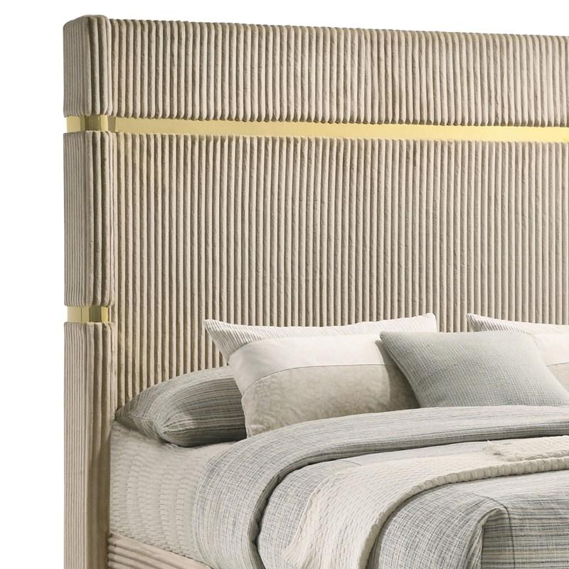 Large Picture of Coaster Furniture Lucia 224731Q 61-inch Upholstered Queen Wingback Bed - Beige