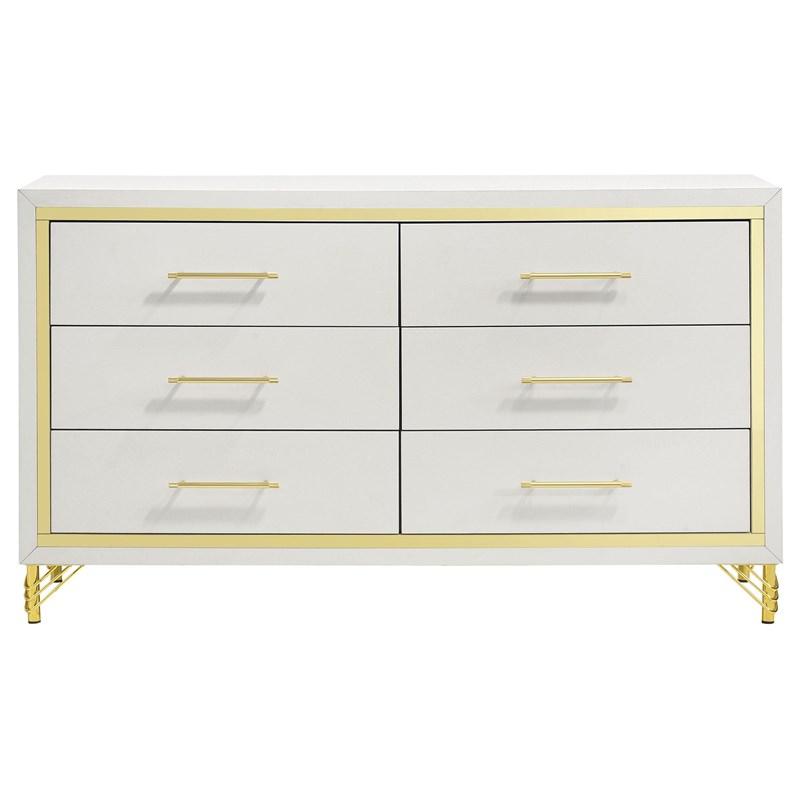 Large Picture of Coaster Furniture Lucia 224733 6-Drawer Dresser Cabinet - White