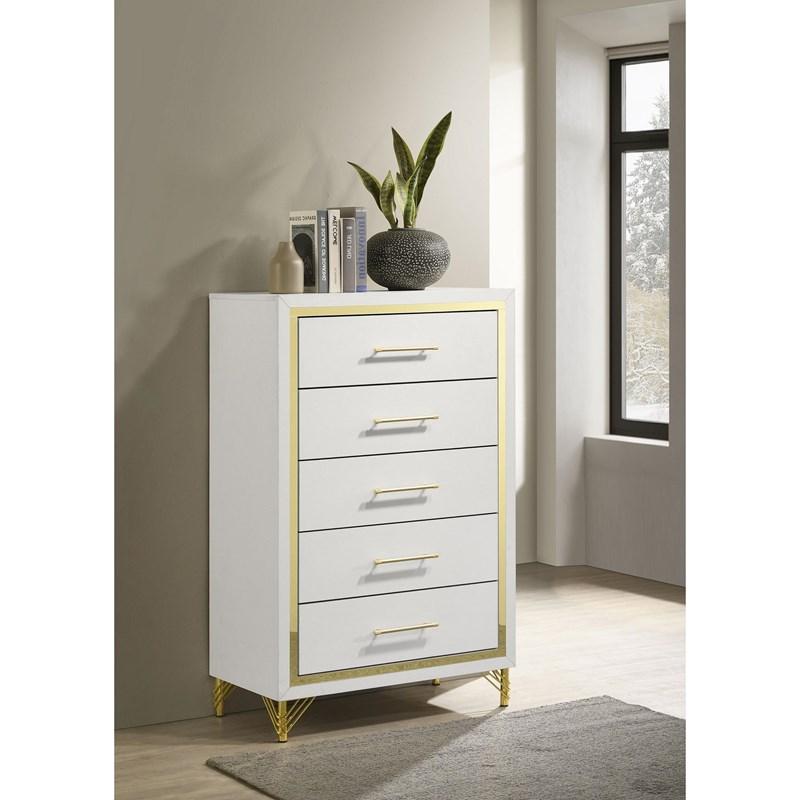 Large Picture of Coaster Furniture Lucia 224735 5-Drawer Bedroom Chest of Drawers - White