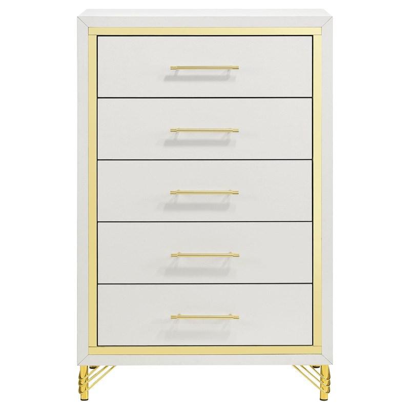 Large Picture of Coaster Furniture Lucia 224735 5-Drawer Bedroom Chest of Drawers - White