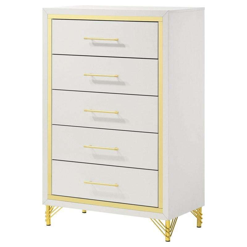 Large Picture of Coaster Furniture Lucia 224735 5-Drawer Bedroom Chest of Drawers - White