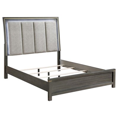 Coaster Furniture Kieran 224741Q Wood Queen LED Panel Bed - Grey