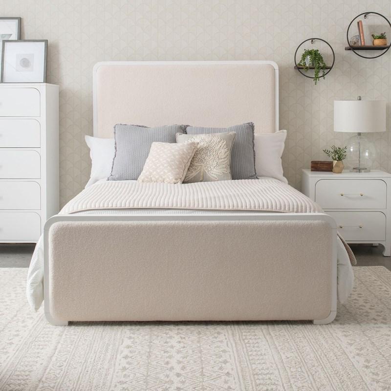 Large Picture of Coaster Furniture Anastasia 224751Q Upholstered Queen Panel Bed - Pearl White