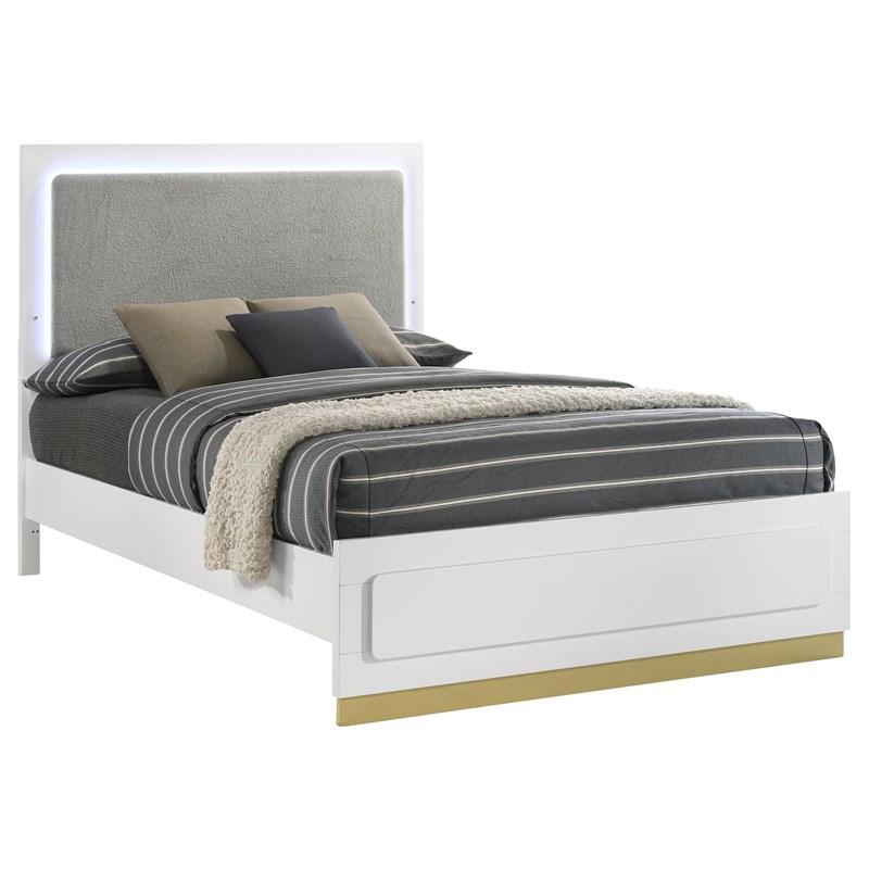 Large Picture of Coaster Furniture Caraway 224771Q Wood Queen LED Panel Bed - White