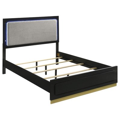 Coaster Furniture Caraway 224781KE Wood Eastern King LED Panel Bed - Black