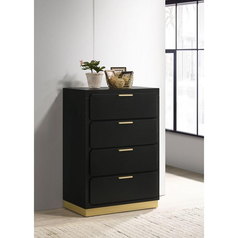 Large Picture of Coaster Furniture Caraway 224785 4-Drawer Bedroom Chest - Black