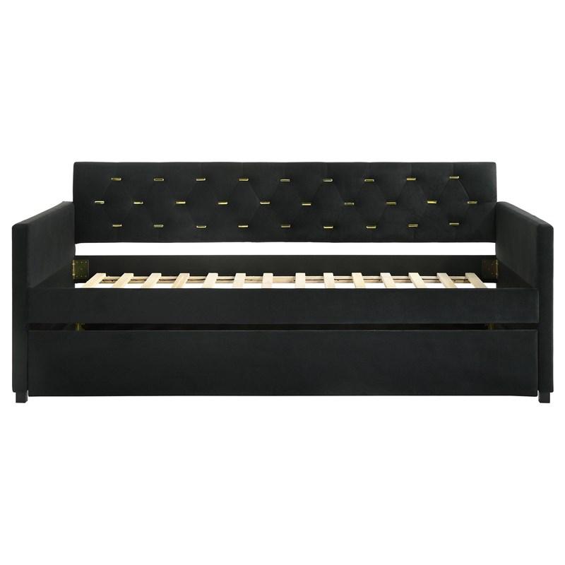 Large Picture of Coaster Furniture Kendall 300826 Upholstered Twin Daybed with Trundle - Black