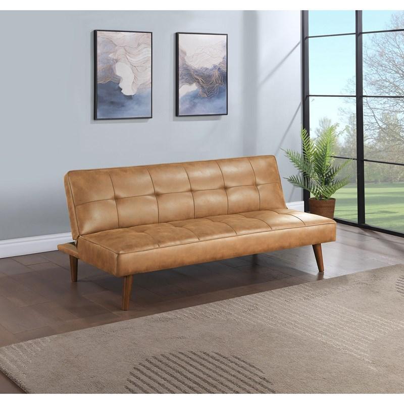 Large Picture of Coaster Furniture Jenson 360234 Upholstered Tufted Convertible Sofa Bed - Saddle Brown