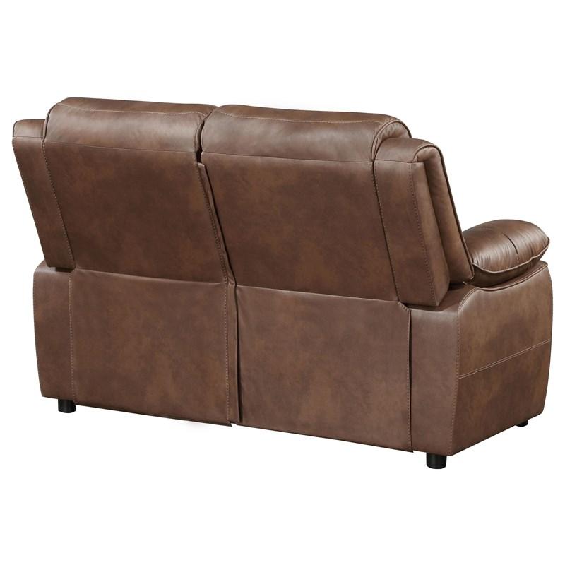 Large Picture of Coaster Furniture Ellington 508282 Upholstered Padded Arm Loveseat - Dark Brown